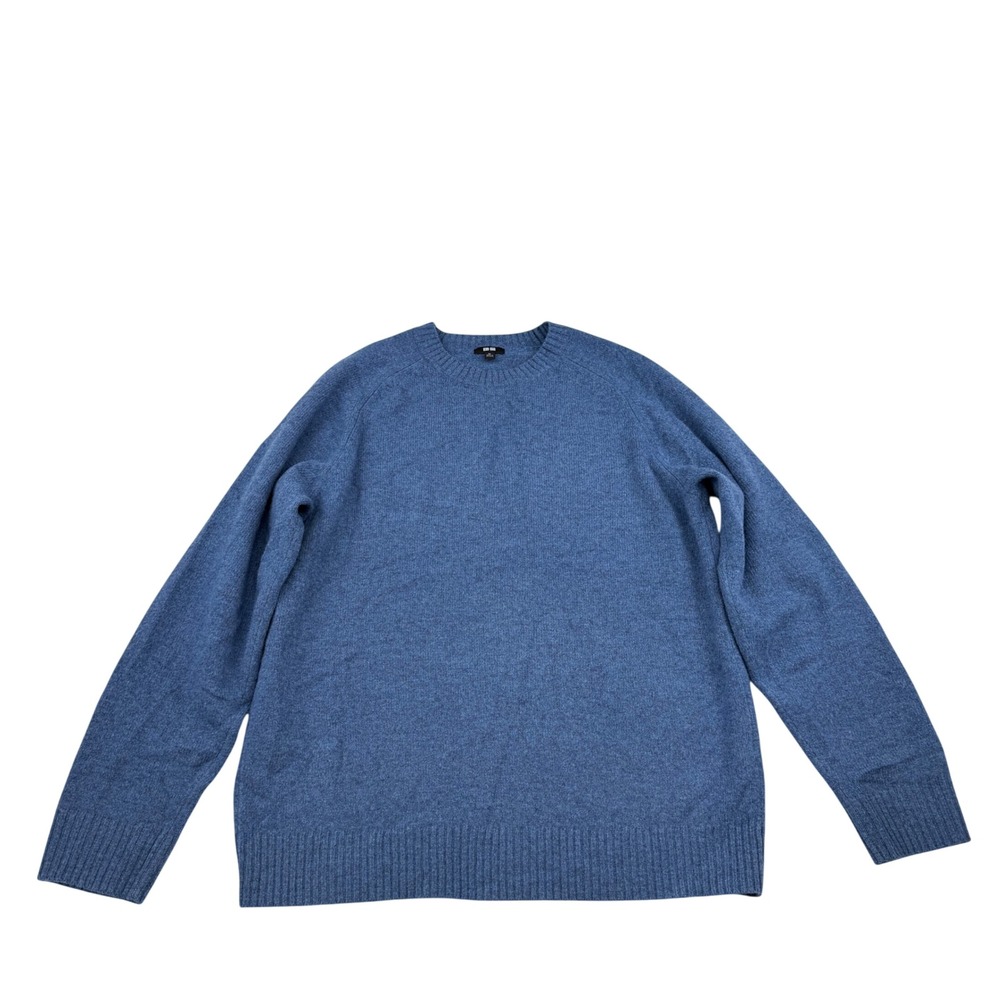 Uniqlo Crew Neck Sweater Men XL Blue Classic 100% Wool Casual Workwear